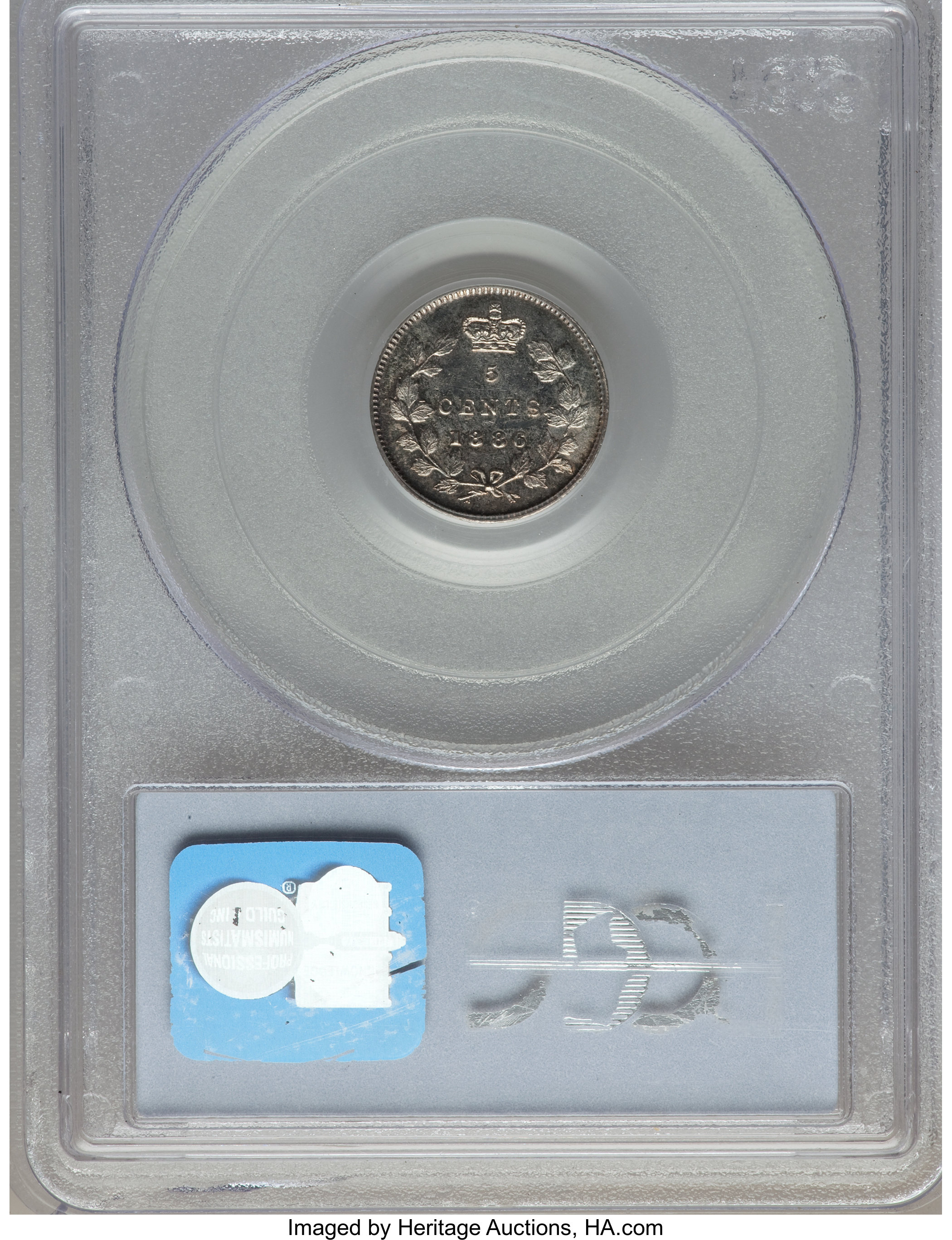 image for: Victoria "Large 6" 5 Cents 1886 AU55 PCGS