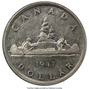 image for: George VI "Pointed 7" Dollar 1947 AU53 PCGS