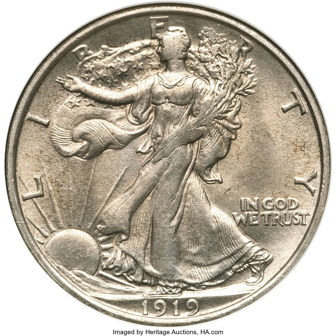 1919-D 50C -- Cleaned -- ANACS. MS60 Details. ...