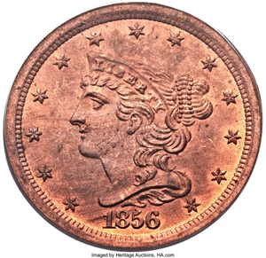 image for: 1856 1/2 C MS64 Red PCGS. C-1, B-2a, R.1....
