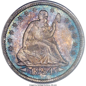 image for: 1854 25C Arrows PR64 PCGS Secure. CAC....