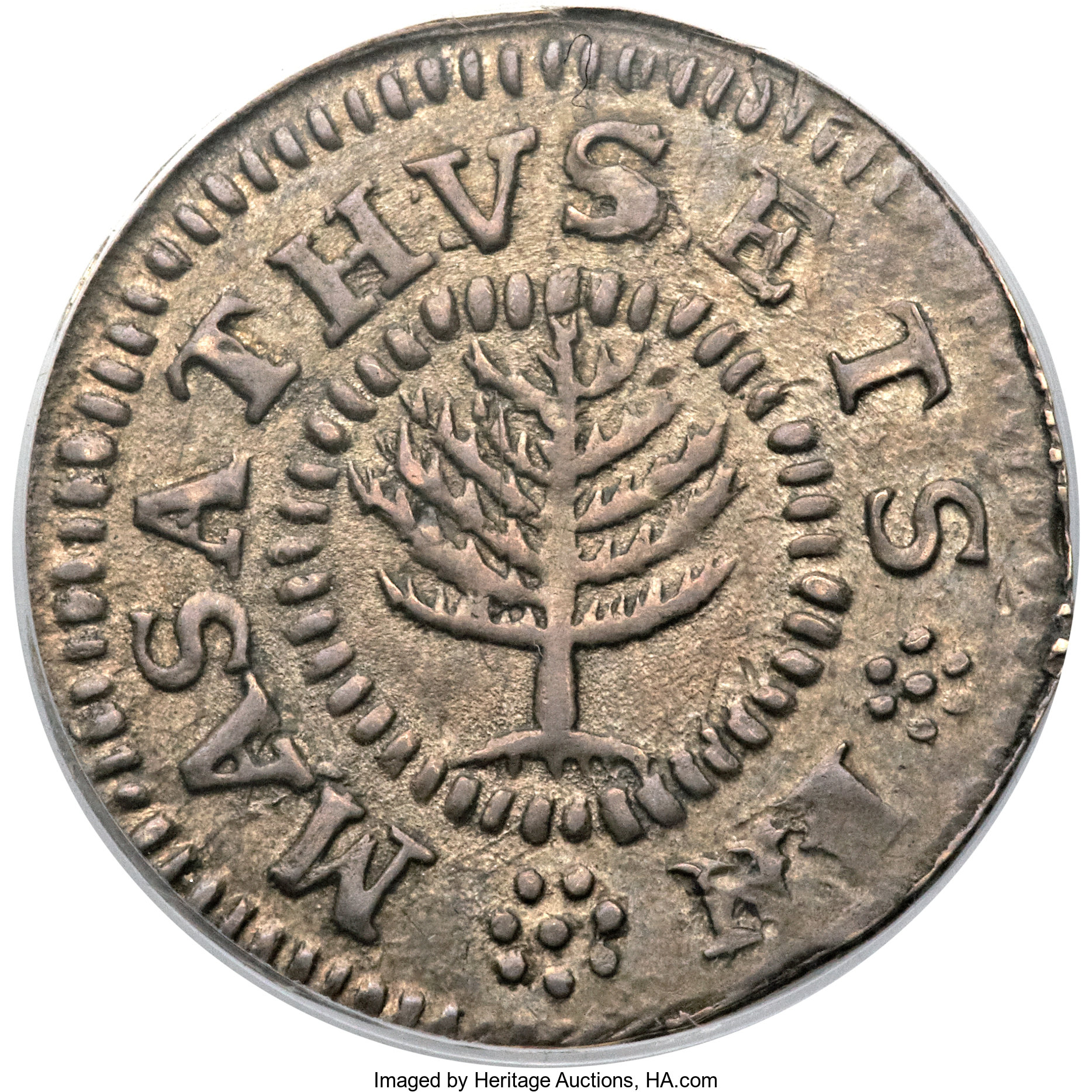1652 SHILNG Pine Tree Shilling, Small Planchet MS61 PCGS. Noe-16, W-835, Salmon 2-B, R.2. ...
