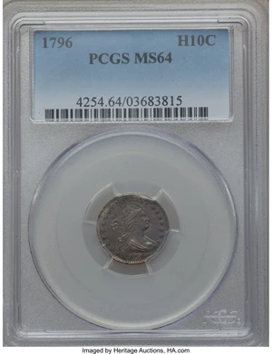 image for: 1796 H10C MS64 PCGS. V-1, LM-1, R.3. ...