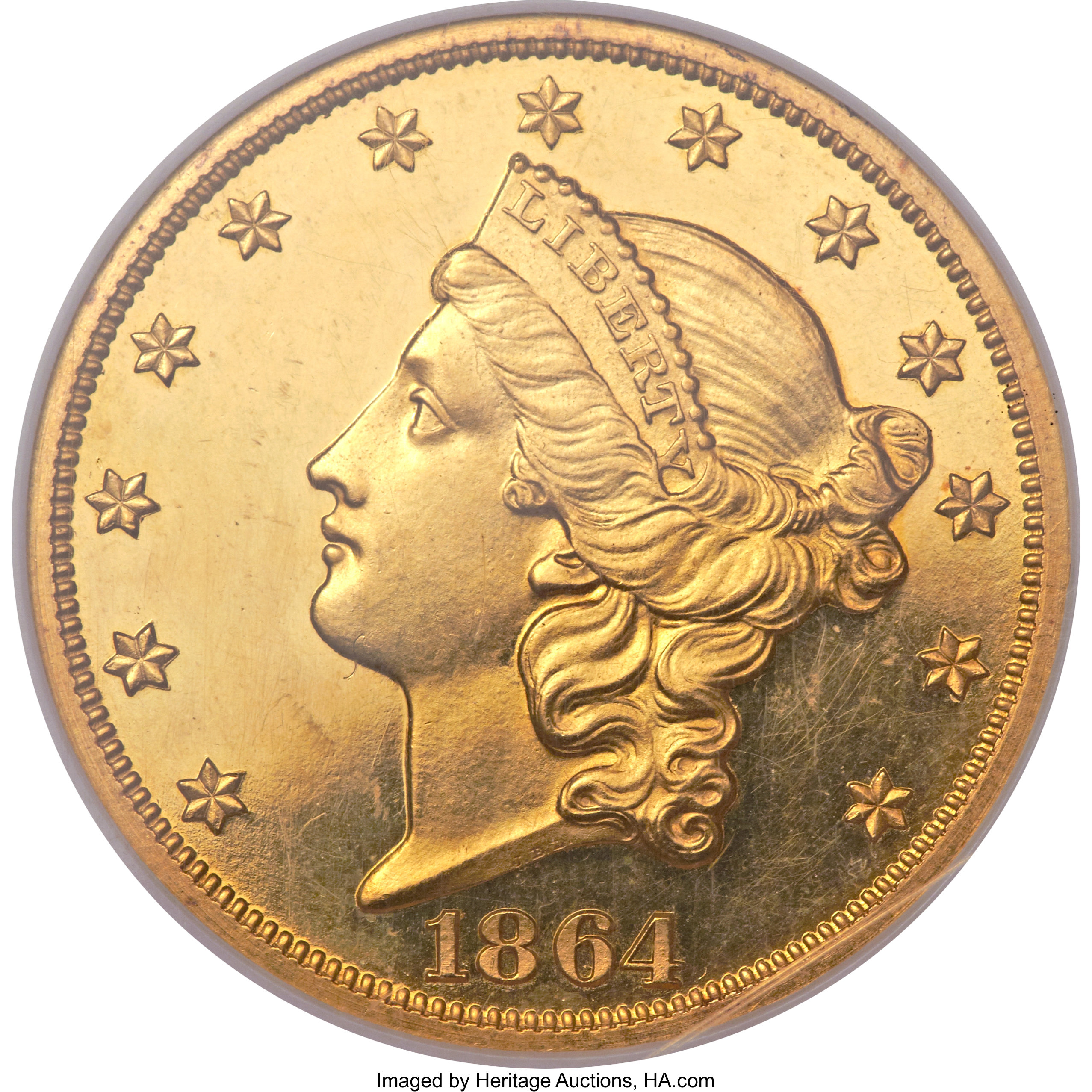 image for: 1864 $20 PR64 Cameo NGC....