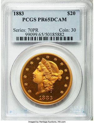 image for: 1883 $20 PR65 Deep Cameo PCGS....