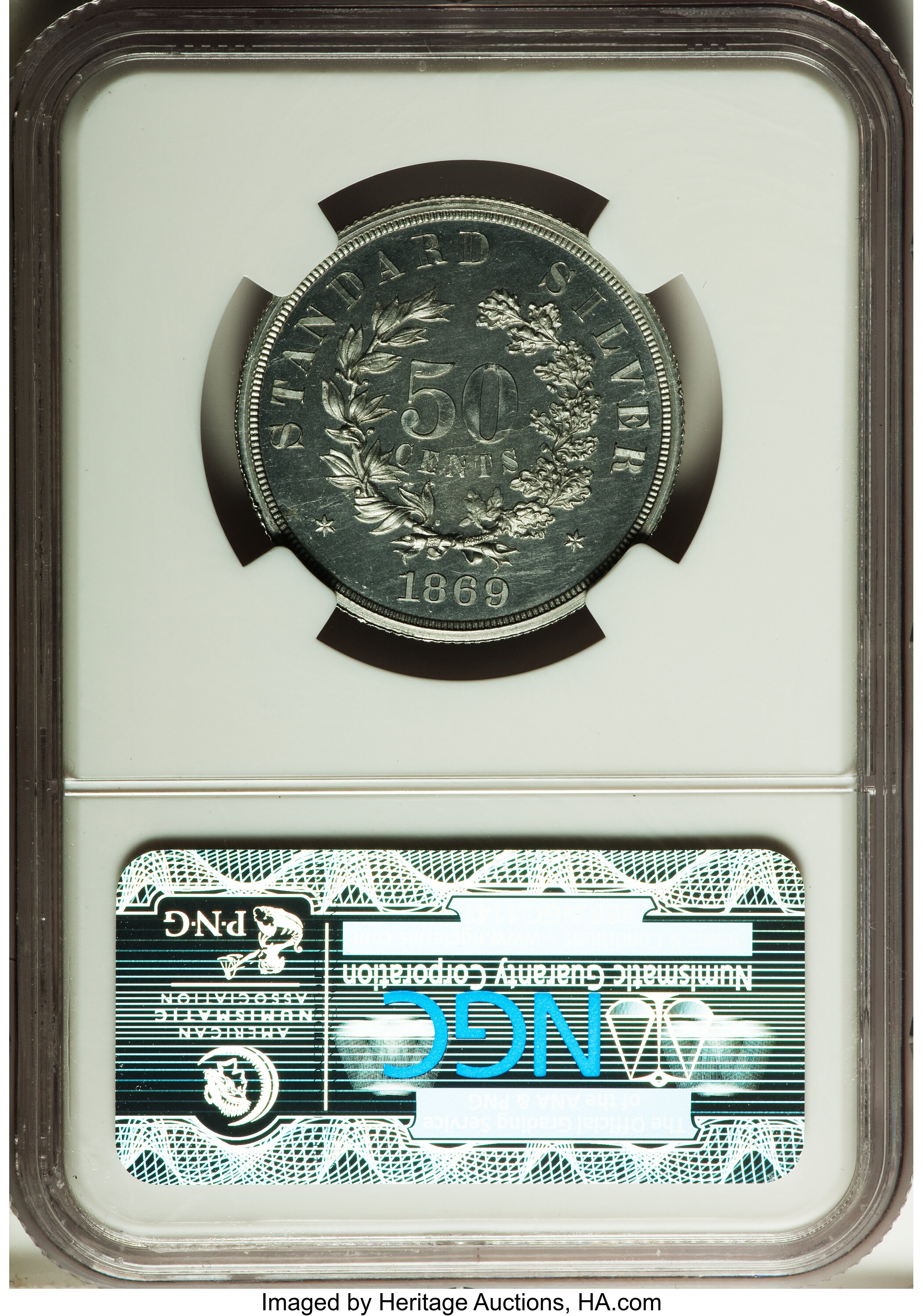 image for: 1869 50C Standard Silver Half Dollar, Judd-752, Pollock-835, Low R.7, PR64 NGC....