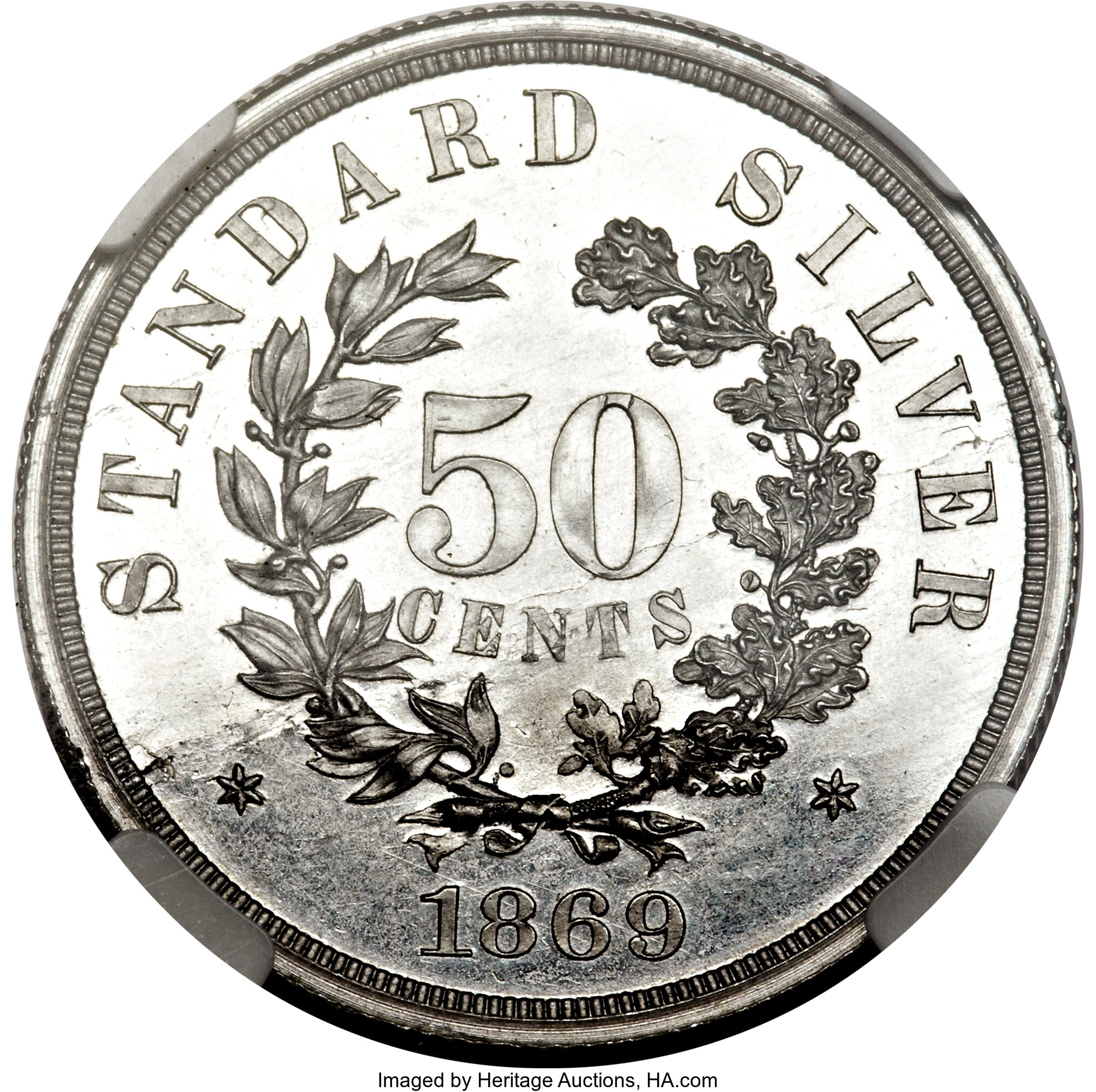 image for: 1869 50C Standard Silver Half Dollar, Judd-752, Pollock-835, Low R.7, PR64 NGC....