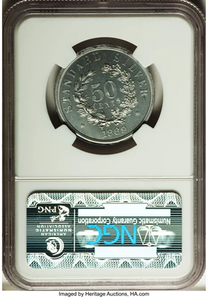 image for: 1869 50C Standard Silver Half Dollar, Judd-753, Pollock-836, High R.7, PR62 NGC. CAC....