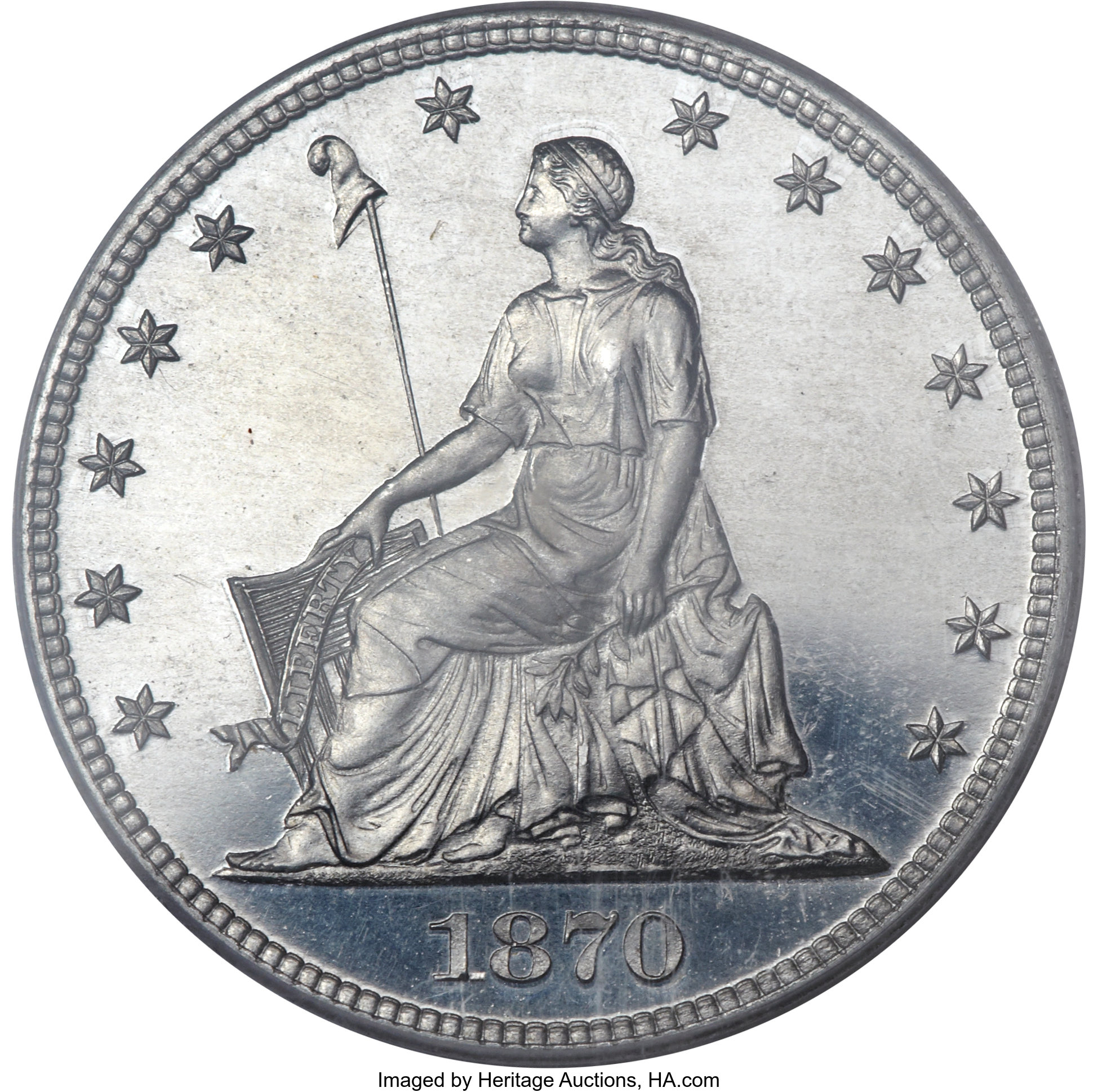 image for: 1870 50C Half Dollar, Judd-938, Pollock-1045, High R.7, PR65 Cameo PCGS. CAC....