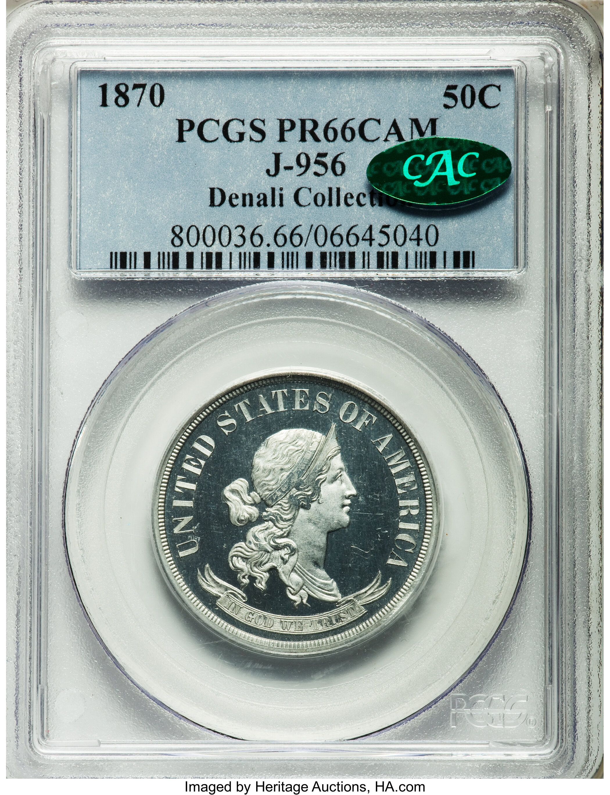 image for: 1870 50C Standard Silver Half Dollar, Judd-956, Pollock-1100, High R.7, PR66 Cameo PCGS. CAC....