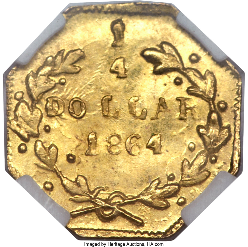 image for: 1864 25C Liberty Octagonal 25 Cents, BG-707, High R.7, MS64 NGC....