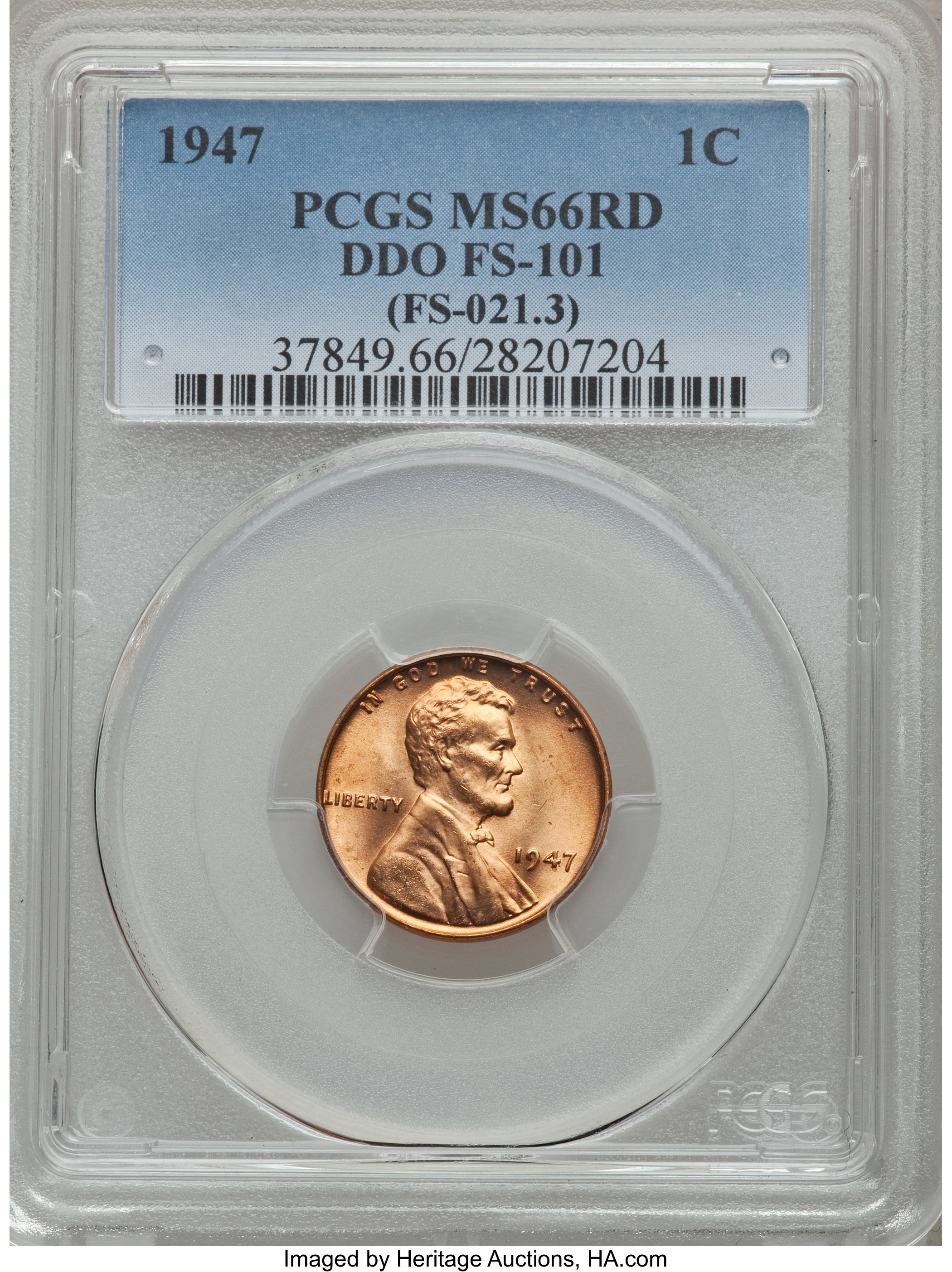 1947 1C Doubled Die Obverse, FS-101 MS66 Red PCGS. (FS-021.3). PCGS Population (0/0). NGC Census: (0/0). Mintage: 190,555,0...