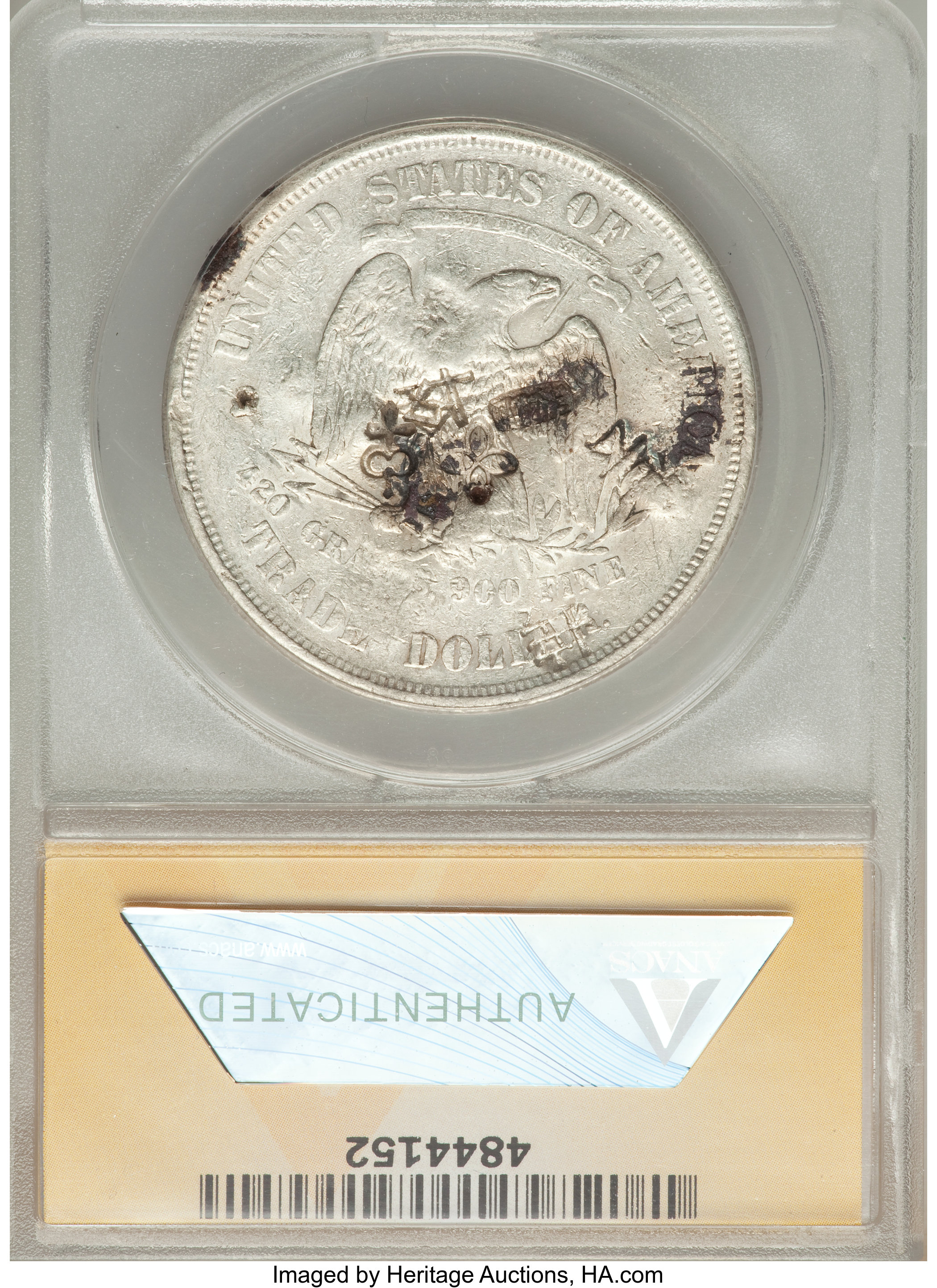 1874-S Trade$ Chopmarked VF25 CAC thumbnail 2