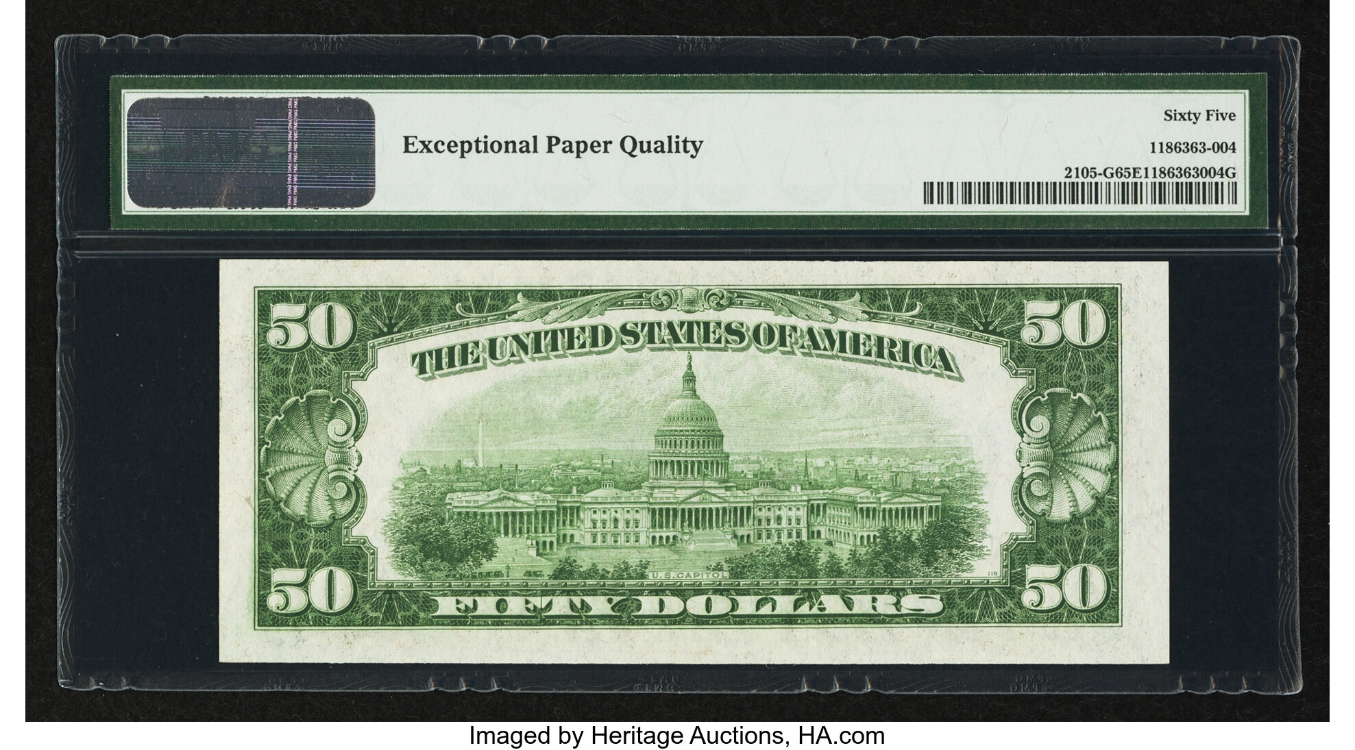 image for: Fr. 2105-G $50 1934C Mule Federal Reserve Note. PMG Gem Uncirculated 65 EPQ....