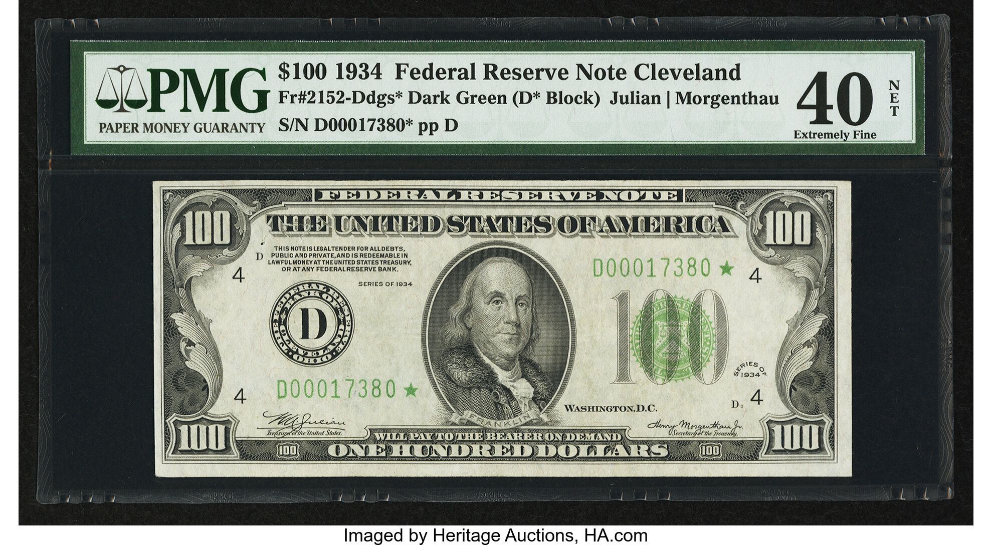 image for: Fr. 2152-D* $100 1934 Federal Reserve Note. PMG Extremely Fine 40 Net....