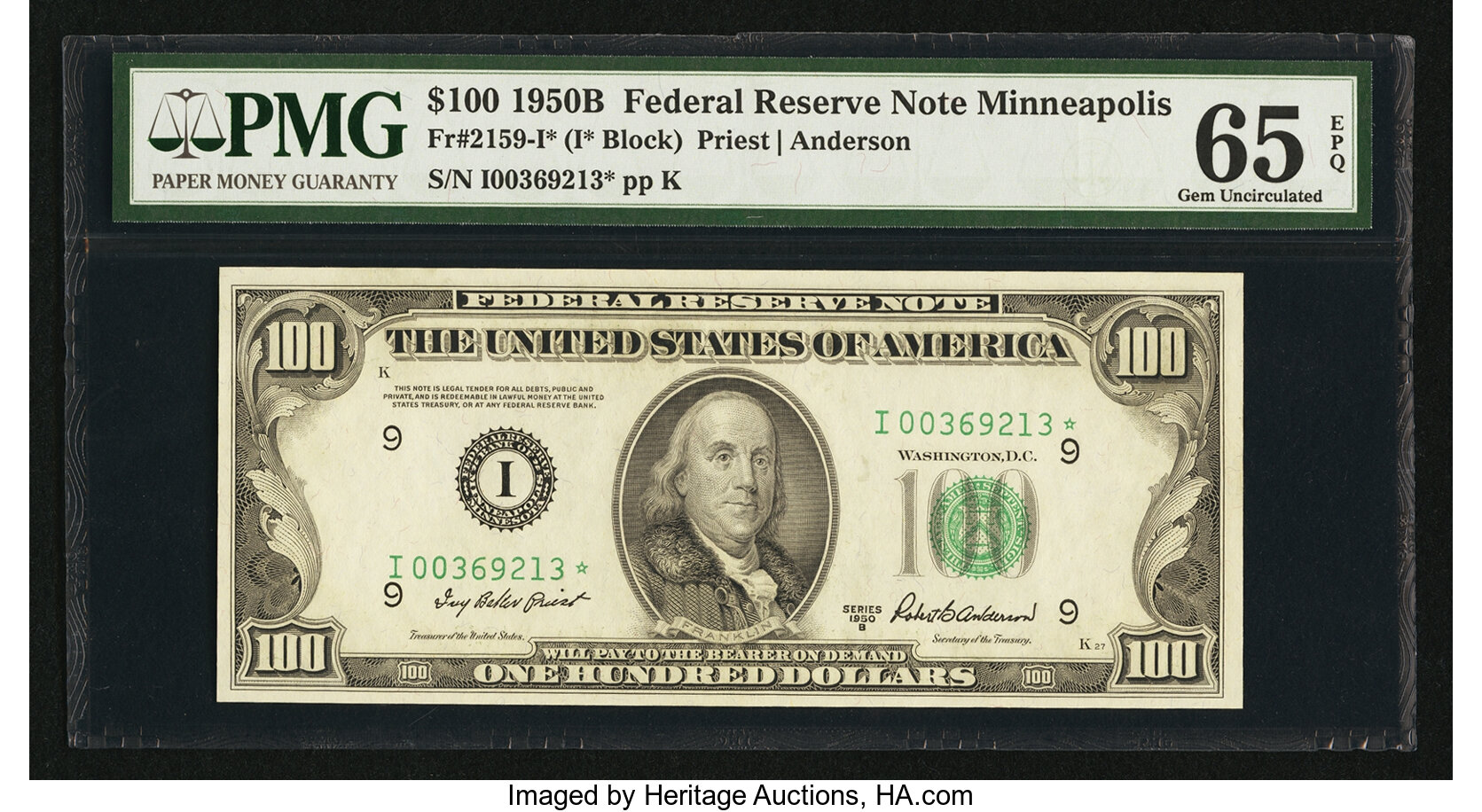 image for: Fr. 2159-I* $100 1950B Federal Reserve Note. PMG Gem Uncirculated 65 EPQ....