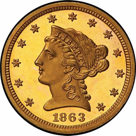 image for: $2.50 1863 PCGS PR65+ DCAM CAC