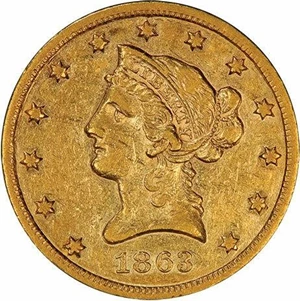 image for: $10 1863-S PCGS XF45