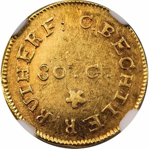 image for: G$1 1831-34 C. BECHTLER. 30G. NGC AU58