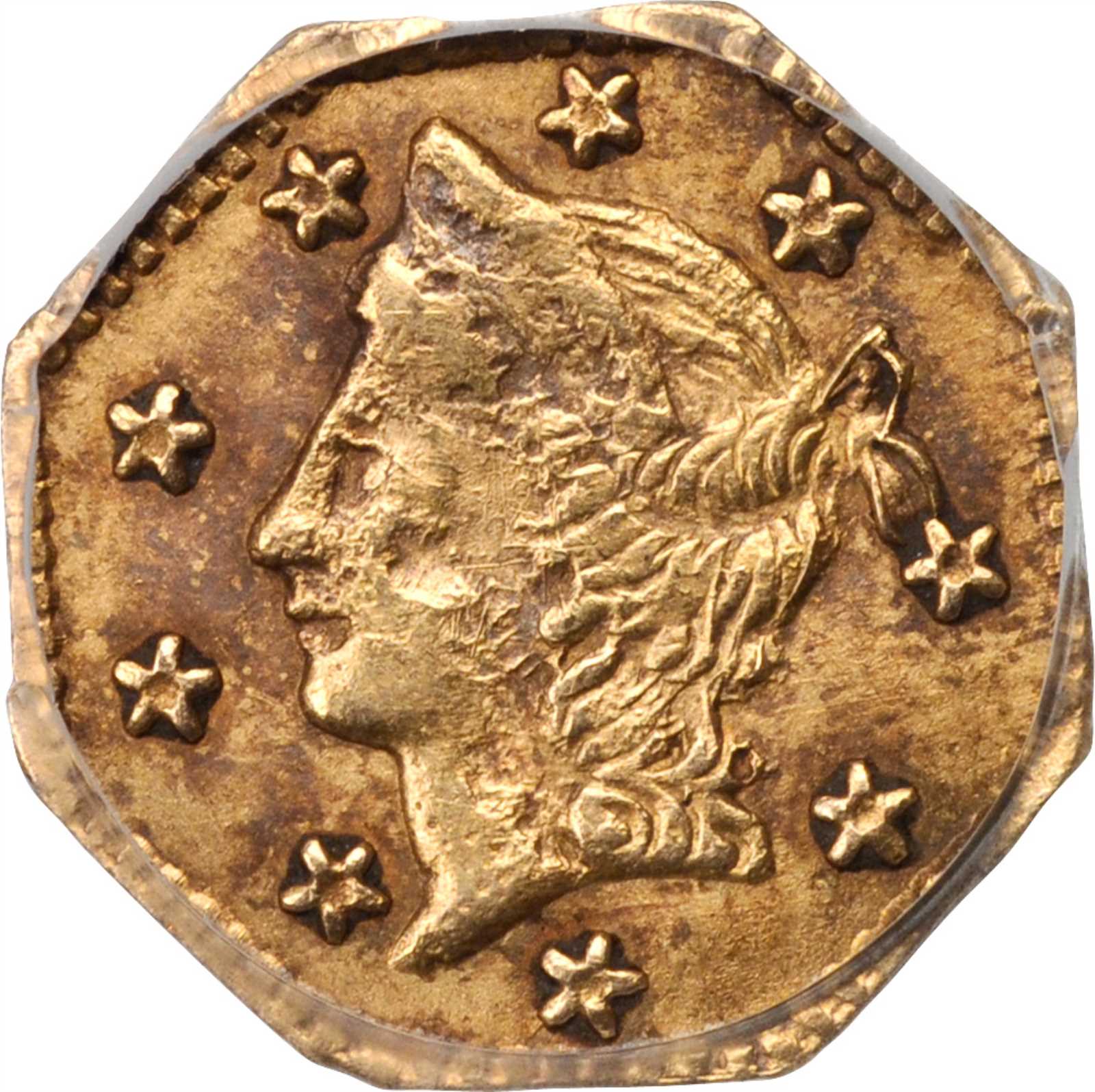 image for: 1857 Octagonal 25 Cents. BG-1301. Rarity-3. Liberty Head. AU Details--Cleaning (PCGS).