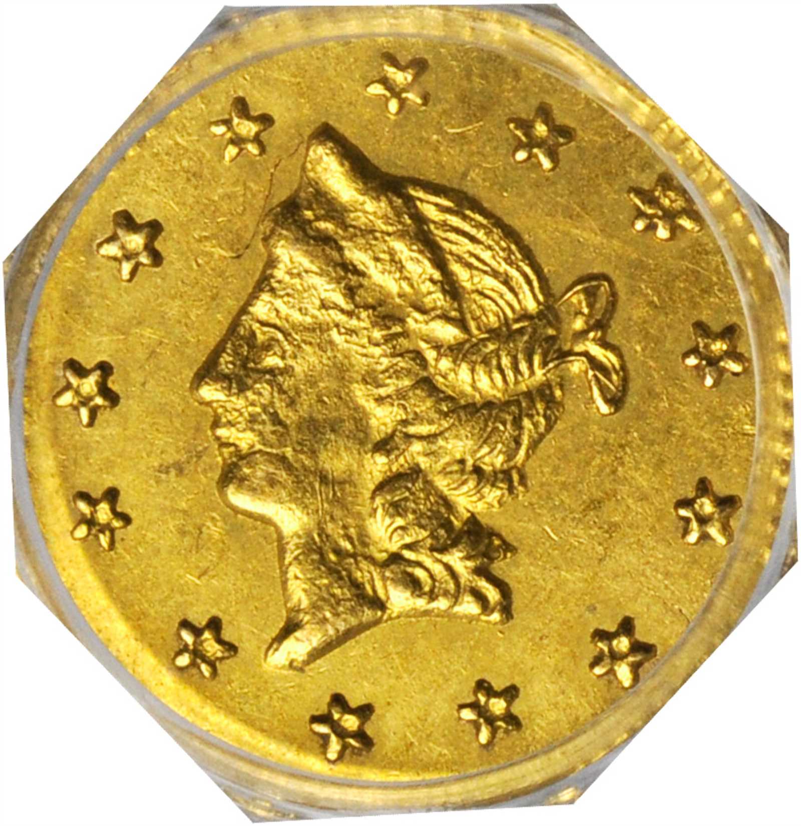 image for: 1868 Octagonal 50 Cents. BG-1303. Rarity-4. Liberty Head. AU-58 (PCGS).