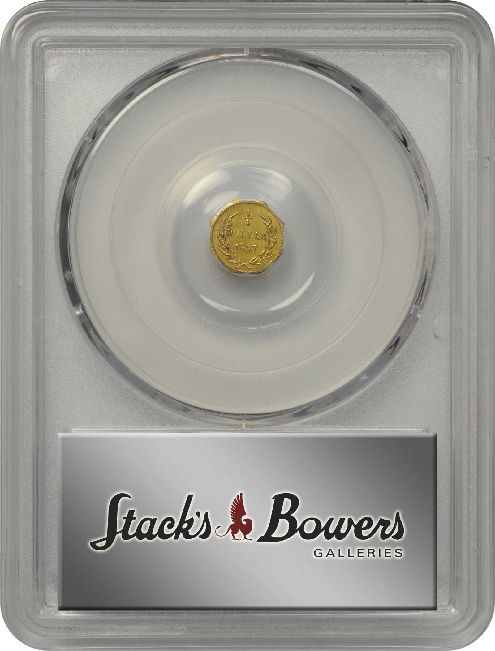 image for: 1857 Octagonal 25 Cents. BG-1301. Rarity-3. Liberty Head. MS-62 (PCGS).