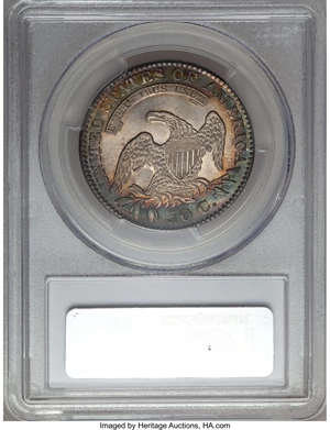 image for: 1828 50C Square Base 2, Small 8, Small Letters MS65 PCGS. CAC. O-119, R.3....