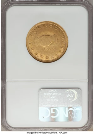 image for: 1849 $10 Mormon Ten Dollar AU58 NGC. K-3, R.7....