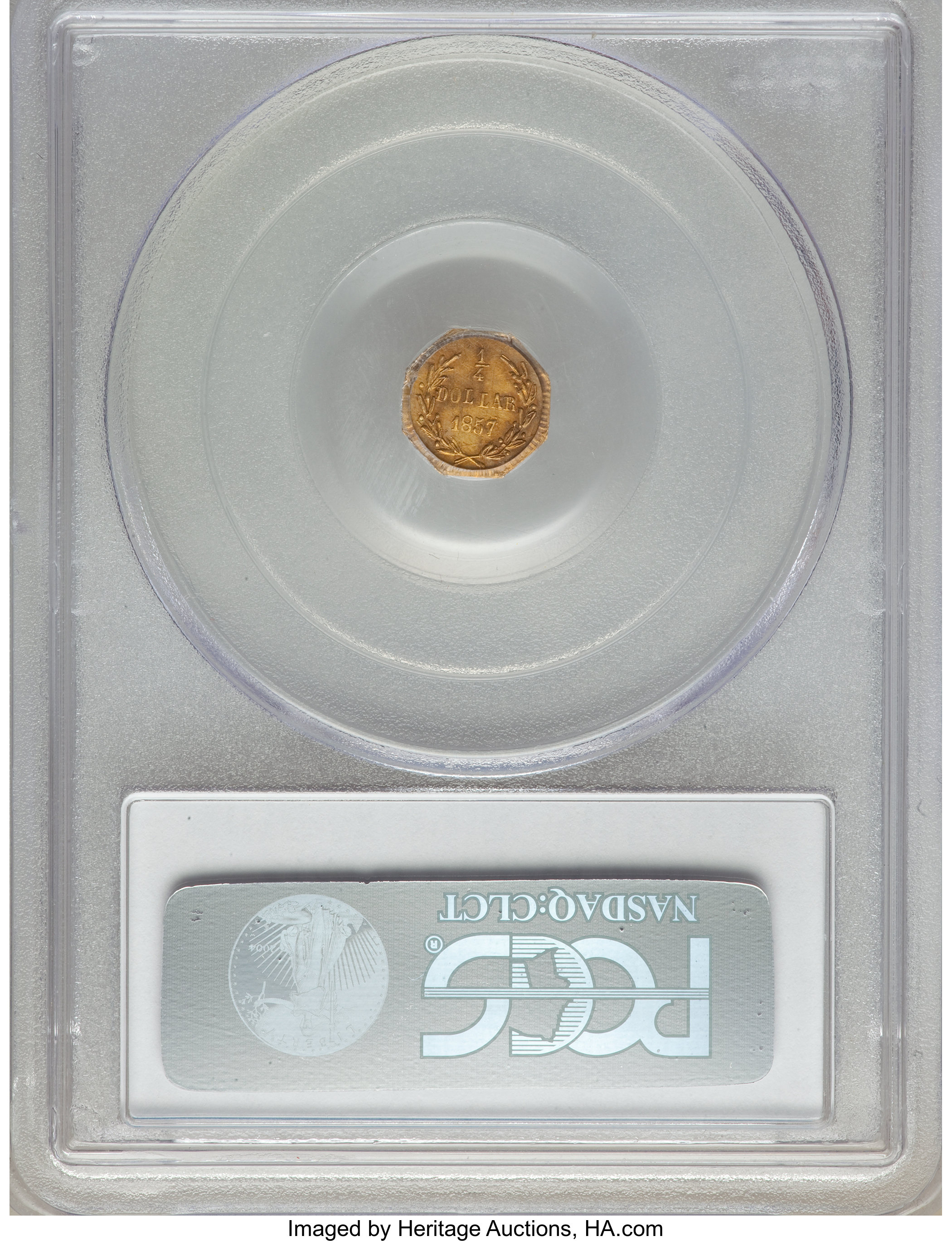 image for: 1857 25C Liberty Octagonal Quarter, BG-1301, R.3, MS63 PCGS. PCGS Population: (2/2). NGC Census: (0/0).  ...