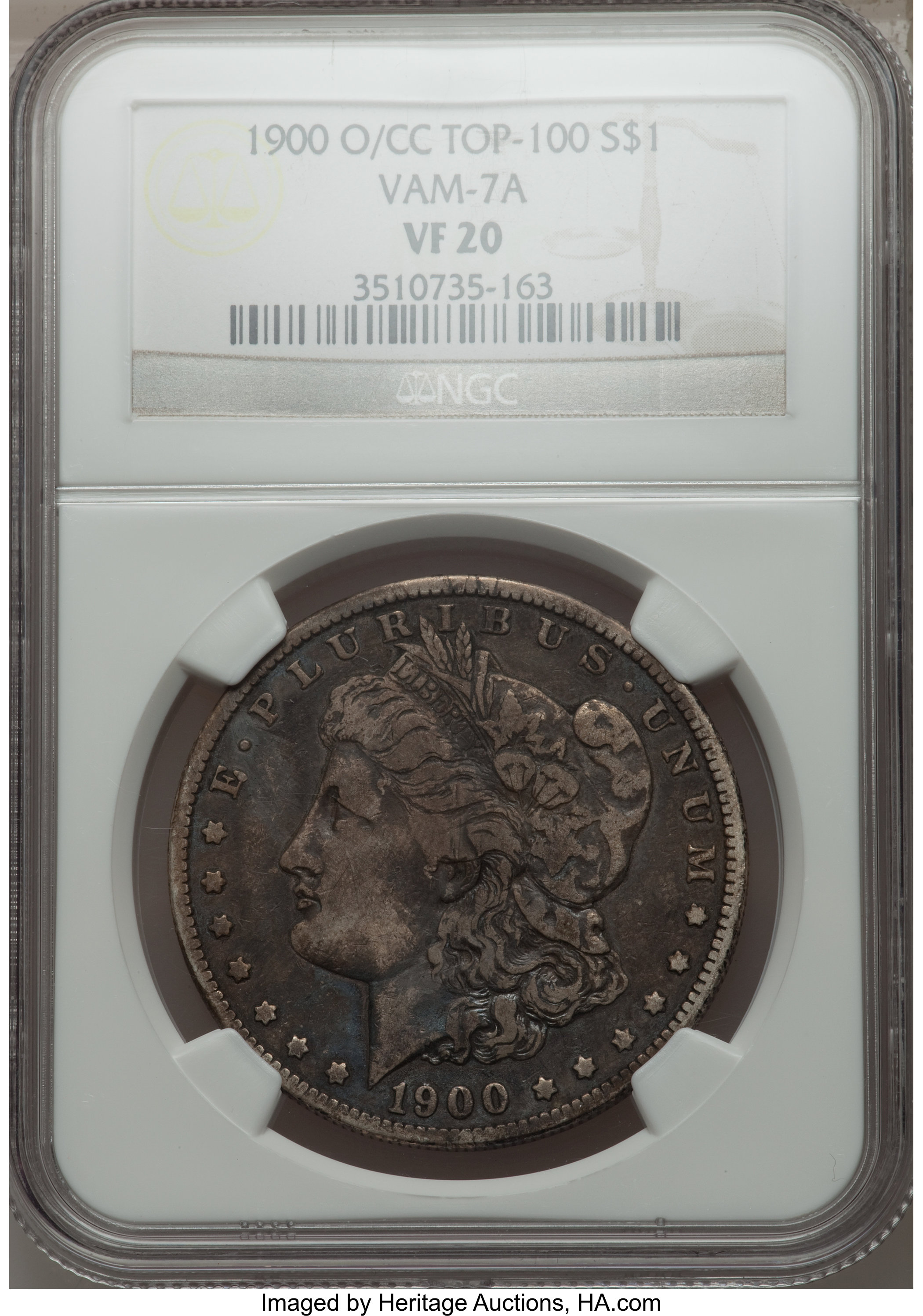 image for: 1900-O/CC $1 VF20 NGC.  VAM-7A. TOP-100. NGC Census: (0/0). PCGS Population (0/40)....