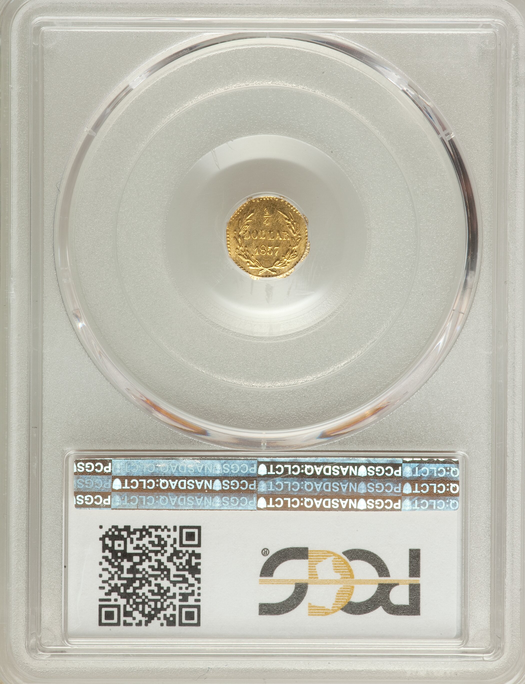 image for: 1857 25C BG-1301A - Restrike MS65 PCGS. PCGS Population: (6/1). NGC Census: (0/0).  ...