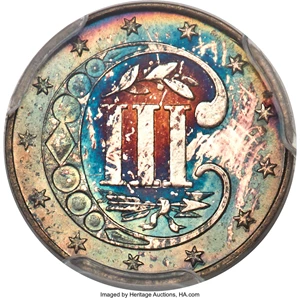 image for: 1867 3CS MS68 PCGS....