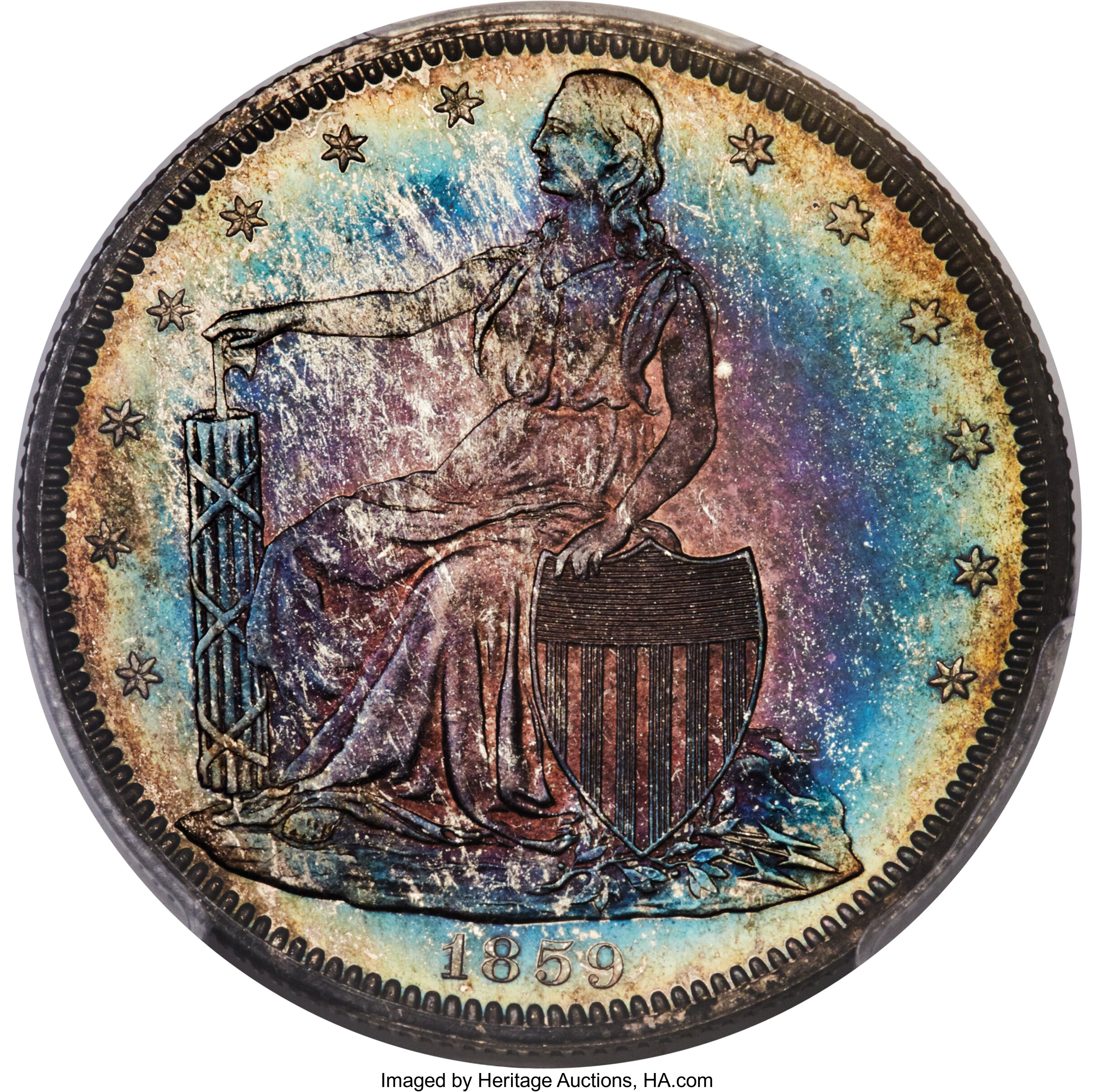image for: 1859 P50C Half Dollar, Judd-247, Pollock-286, High R.7, PR66 PCGS. CAC....