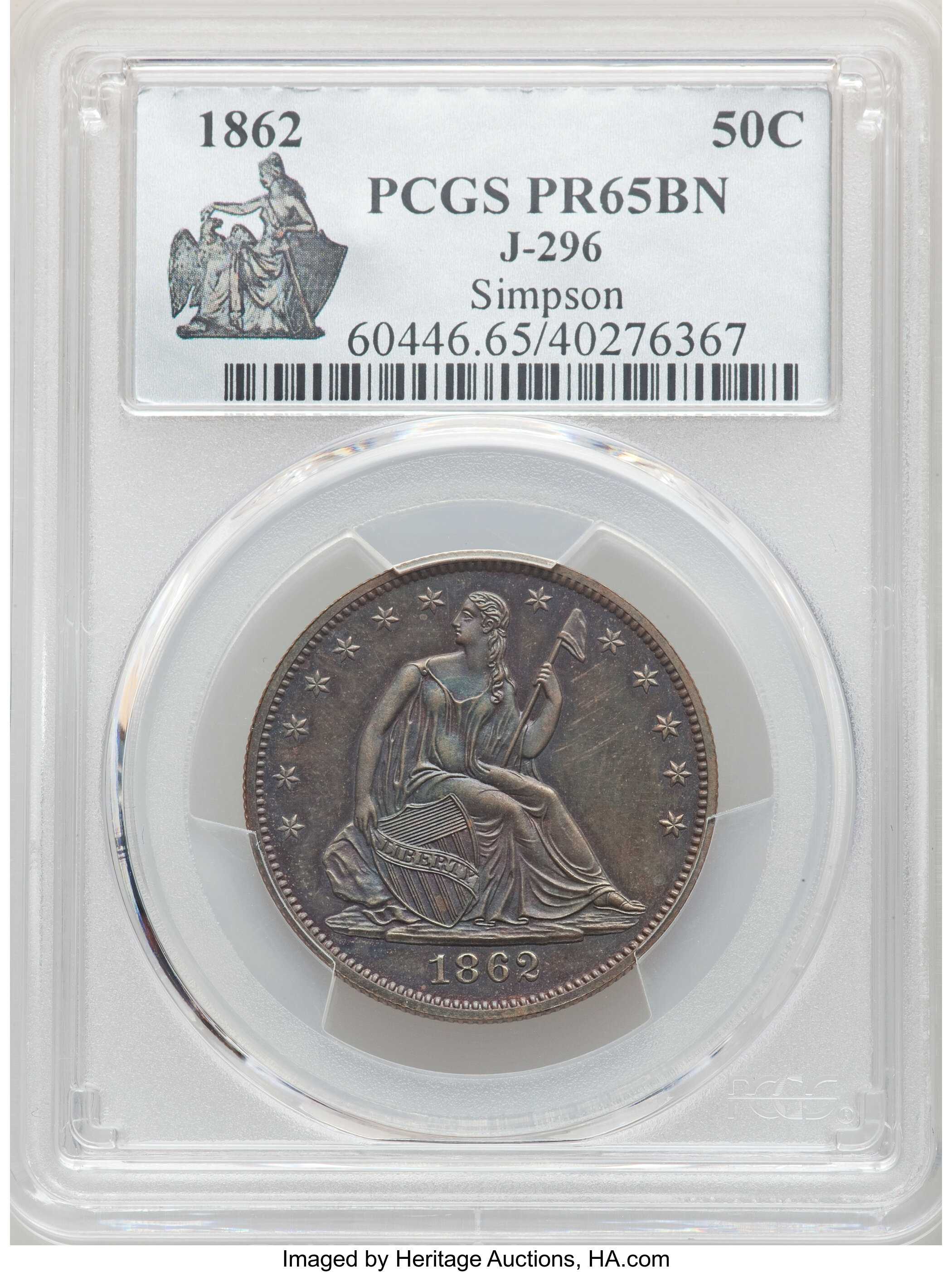 image for: 1862 50C Half Dollar, Judd-296, Pollock-354, High R.6, PR65 Brown PCGS....