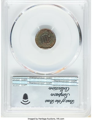 image for: 1865 3C Three Cent Silver, Judd-415, Pollock-487, High R.7, PR65 Brown PCGS....