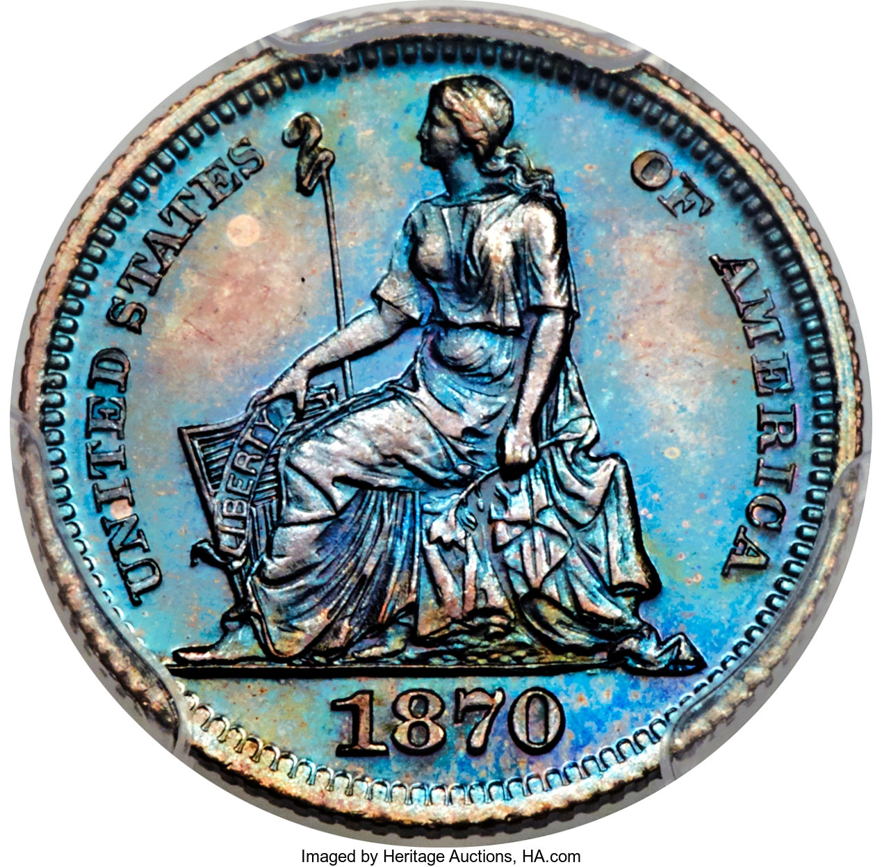 image for: 1870 H10C Half Dime, Judd-817, Pollock-906, High R.6, PR67 Brown PCGS....