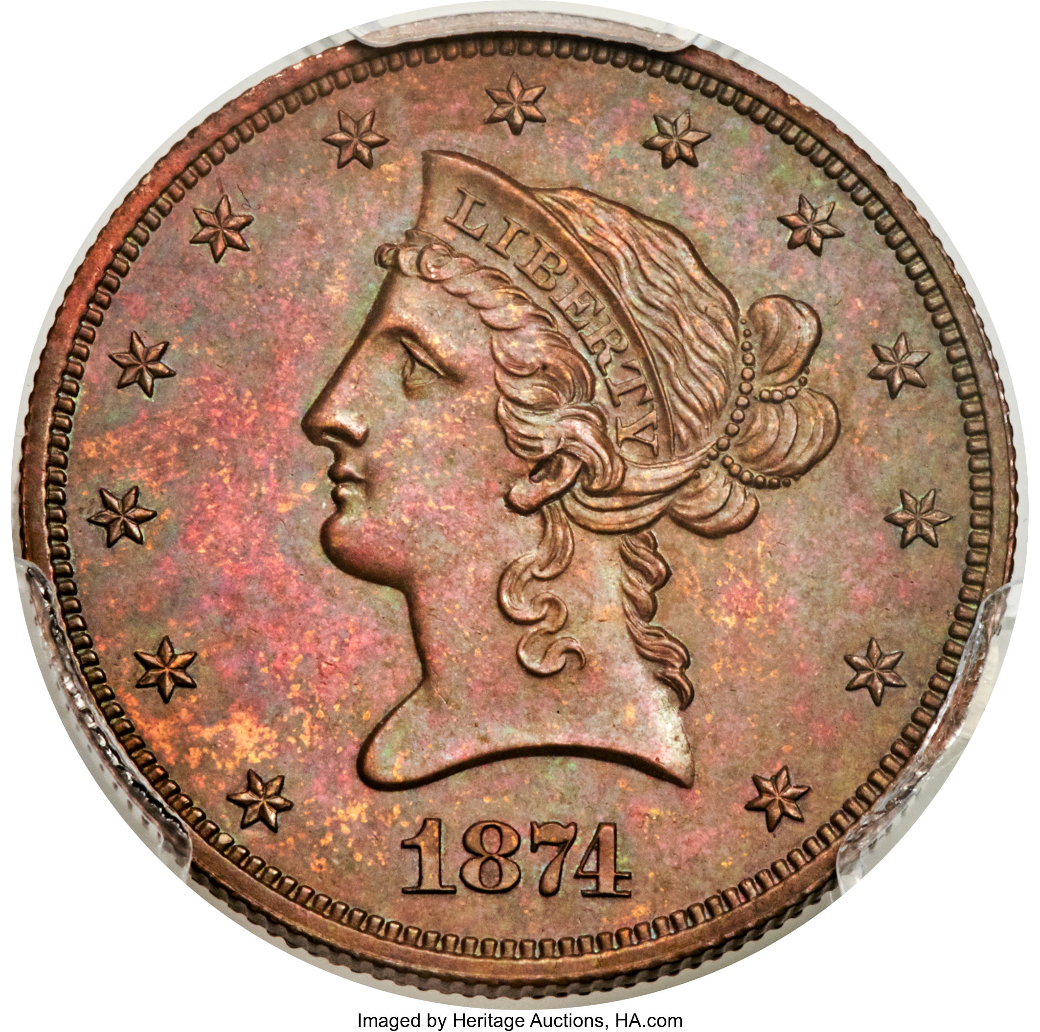 image for: 1874 $10 Ten Dollar, Judd-1379, Pollock-1524, R.8, PR63 Brown PCGS....