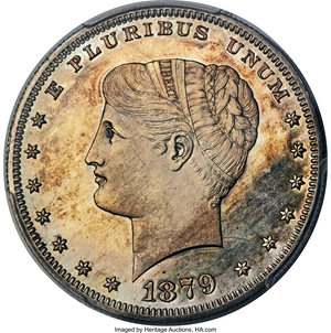 image for: 1879 $1 Goloid Metric Dollar, Judd-1631, Pollock-1828, Low R.7, PR65 PCGS....
