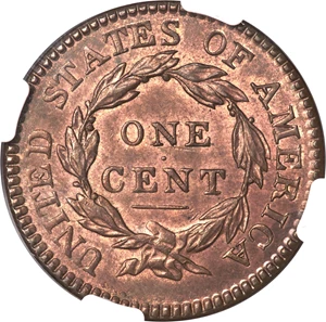 image for: 1816 1C N-2, R.1, MS64 Red and Brown NGC. CAC....