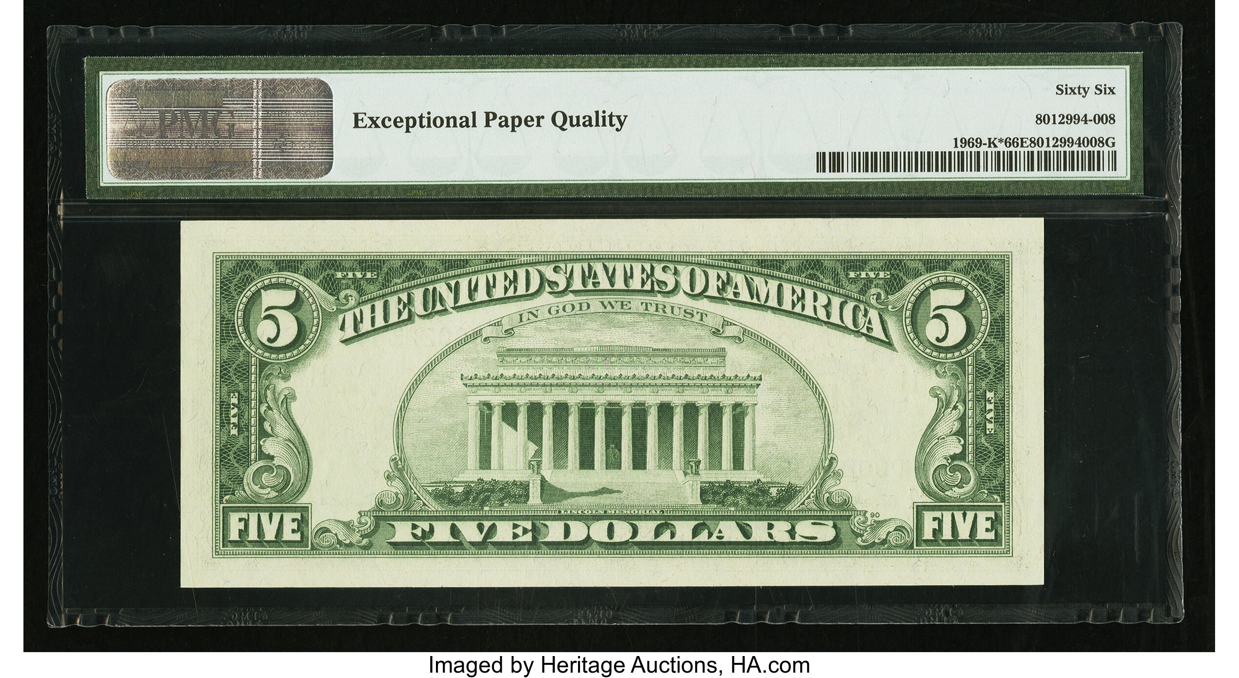 image for: Fr. 1969-K* $5 1969 Federal Reserve Star Note. PMG Gem Uncirculated 66 EPQ....