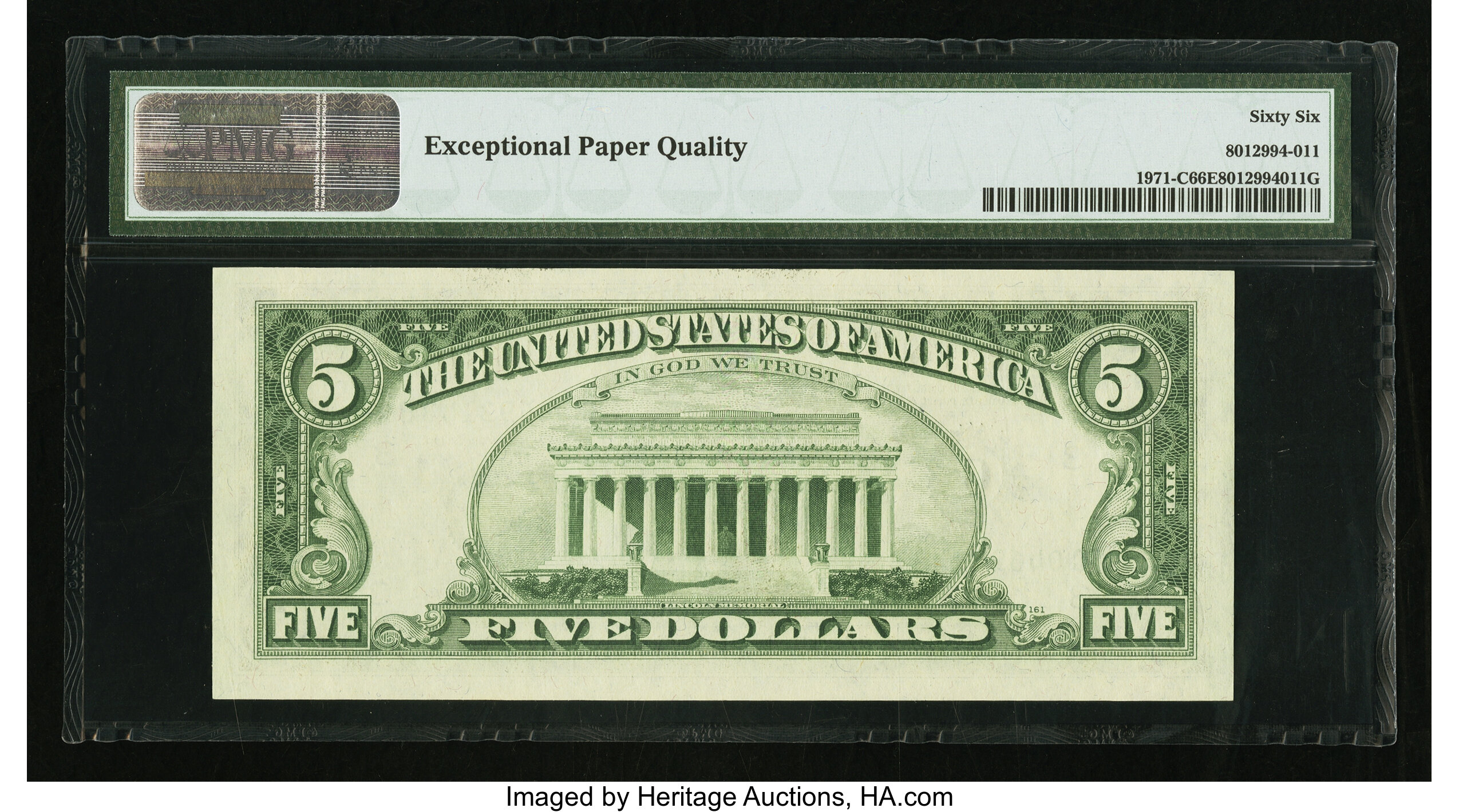 image for: Fr. 1971-C $5 1969B Federal Reserve Note. PMG Gem Uncirculated 66 EPQ....