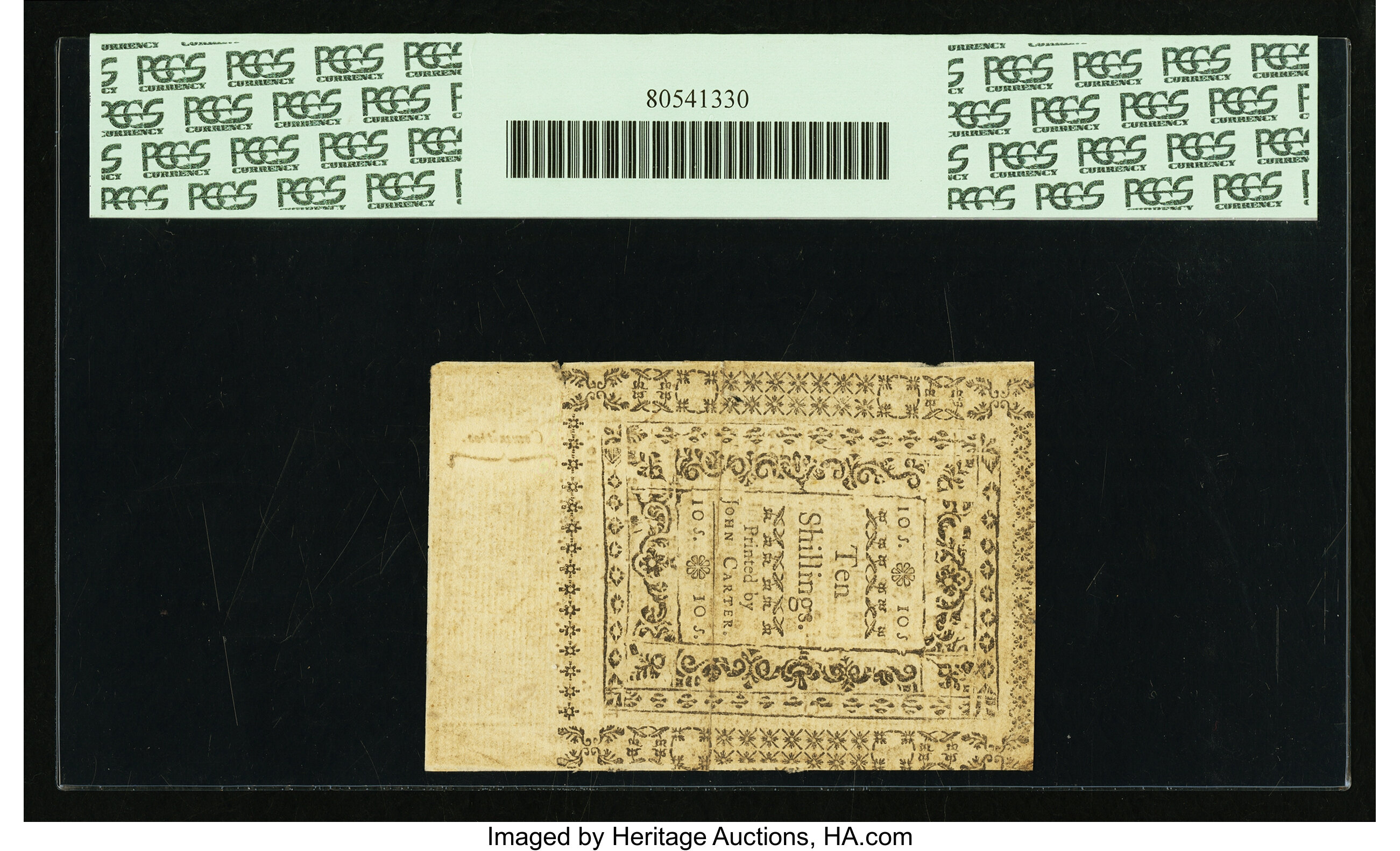 image for: Rhode Island November 6, 1775 10s PCGS Apparent Extremely Fine 40....