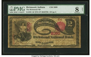 image for: Richmond, IN - $2 1875 Fr. 393 The Richmond NB Ch. # 2090...