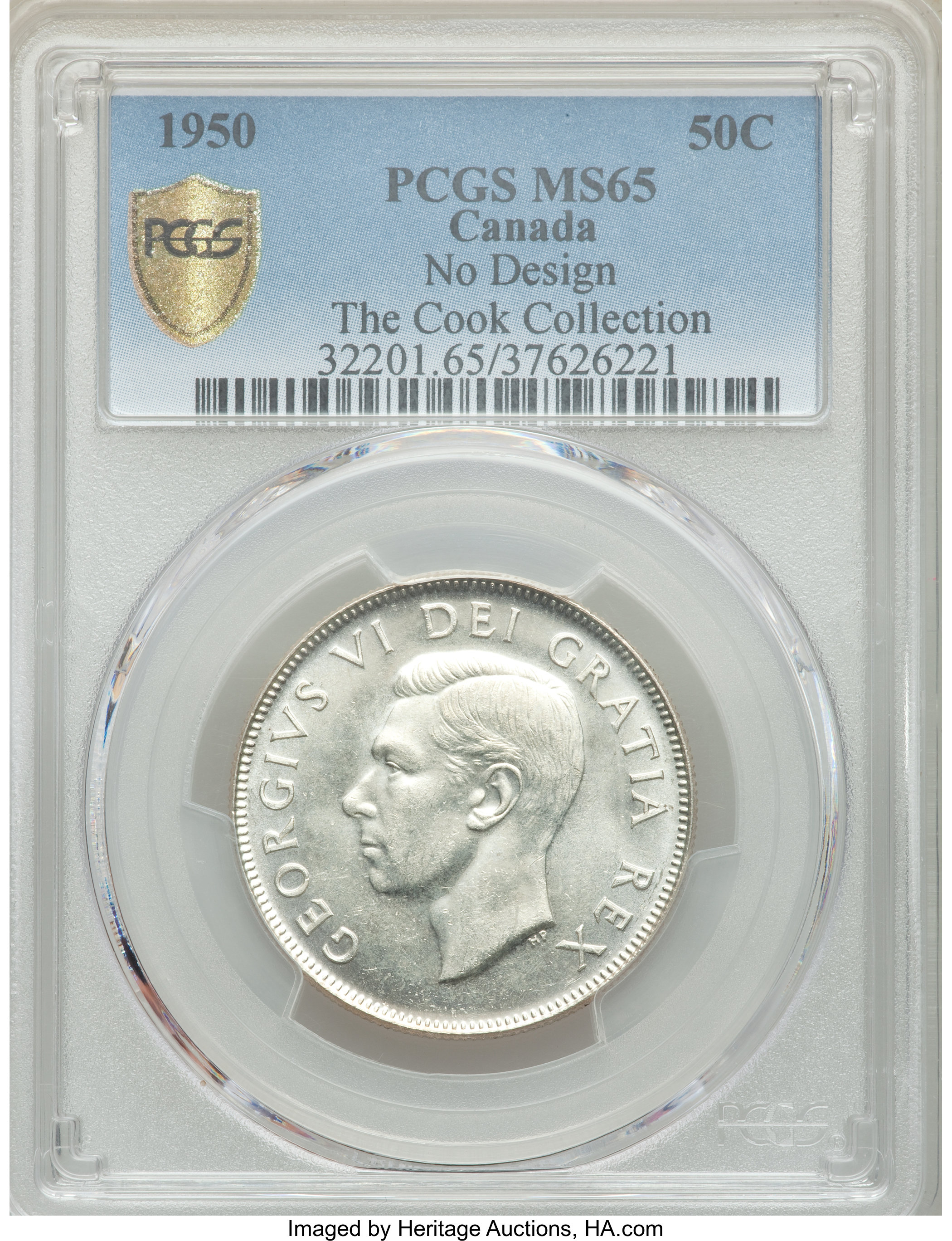 image for: George VI "No Design in O" 50 Cents 1950 MS65 PCGS