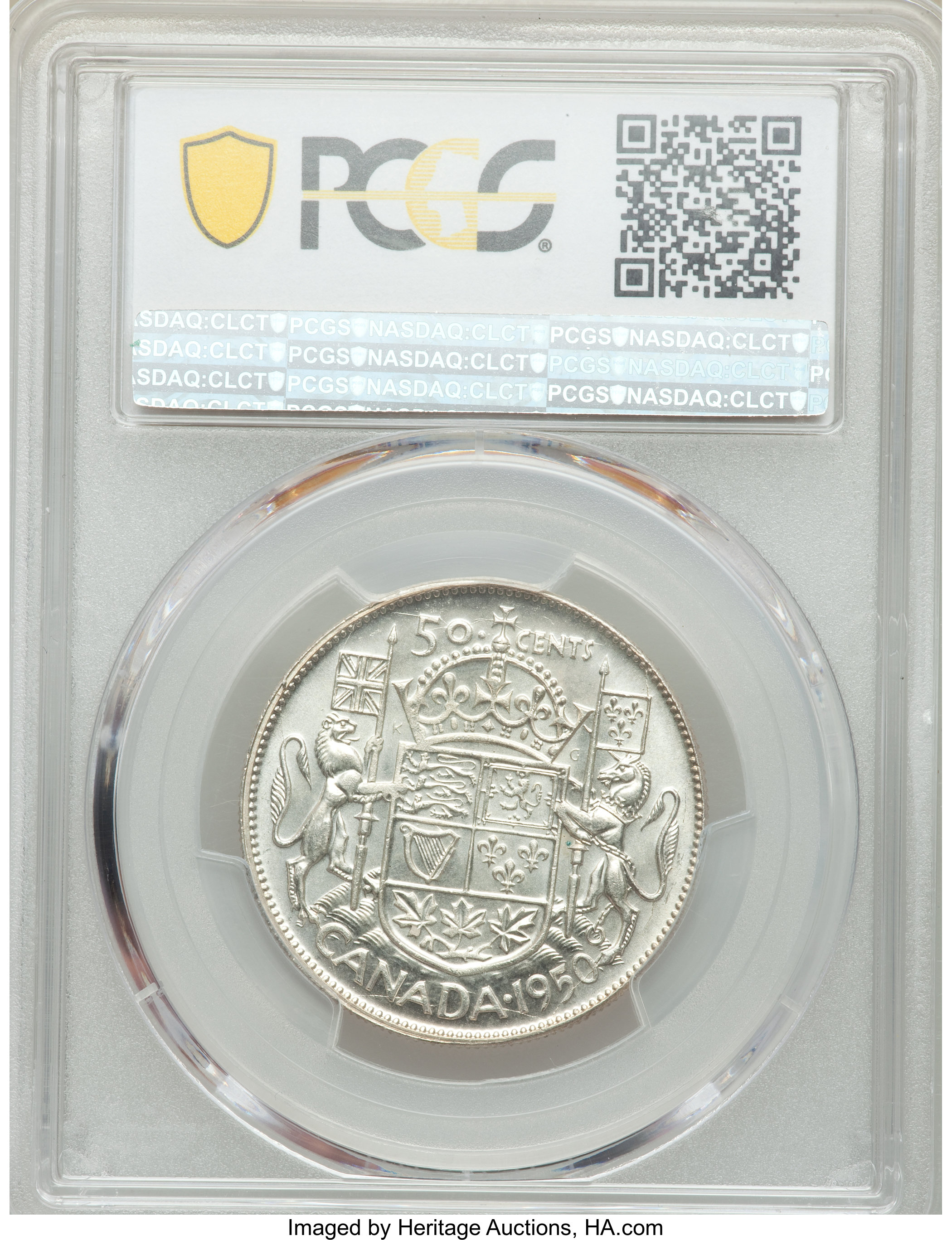 image for: George VI "No Design in O" 50 Cents 1950 MS65 PCGS