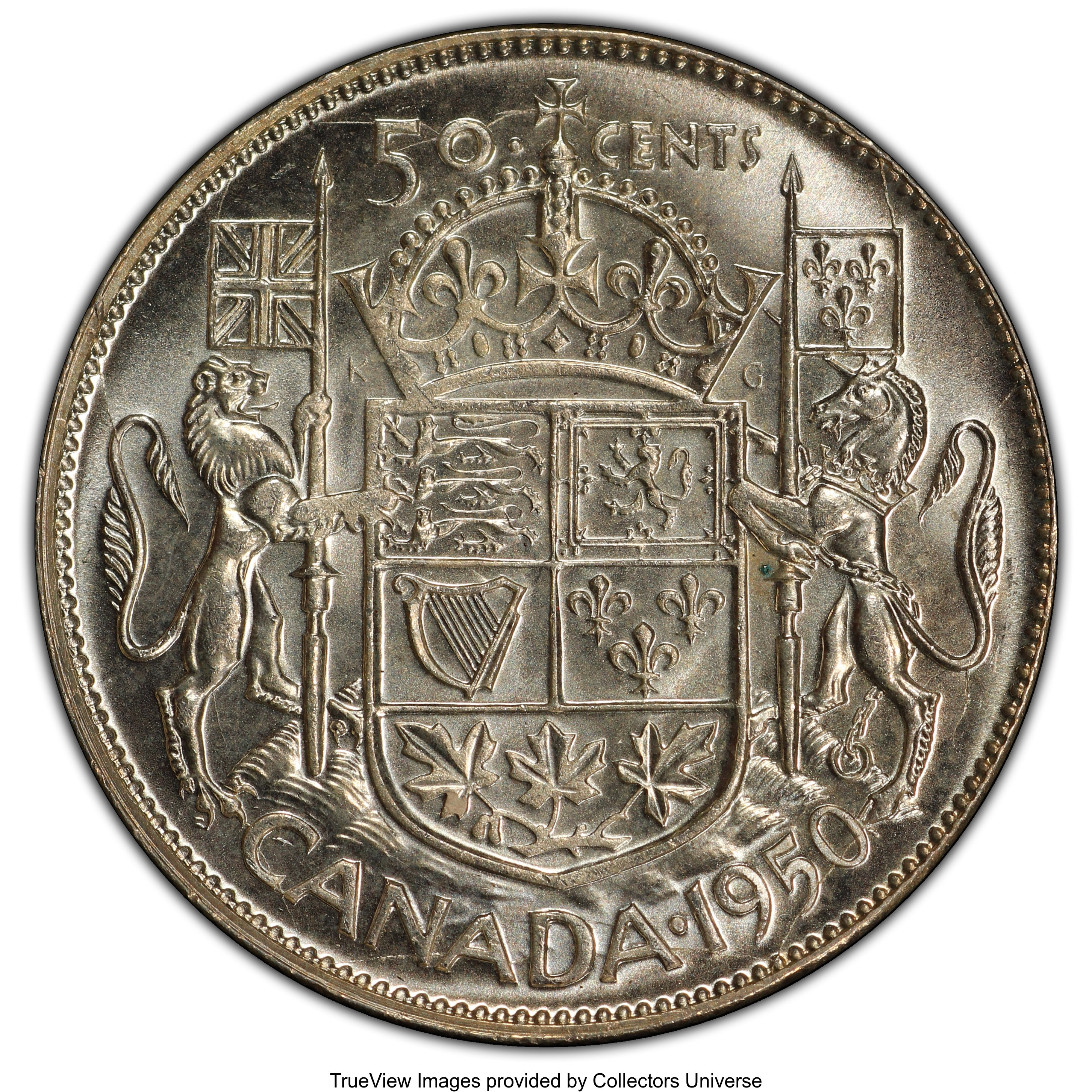 image for: George VI "No Design in O" 50 Cents 1950 MS65 PCGS
