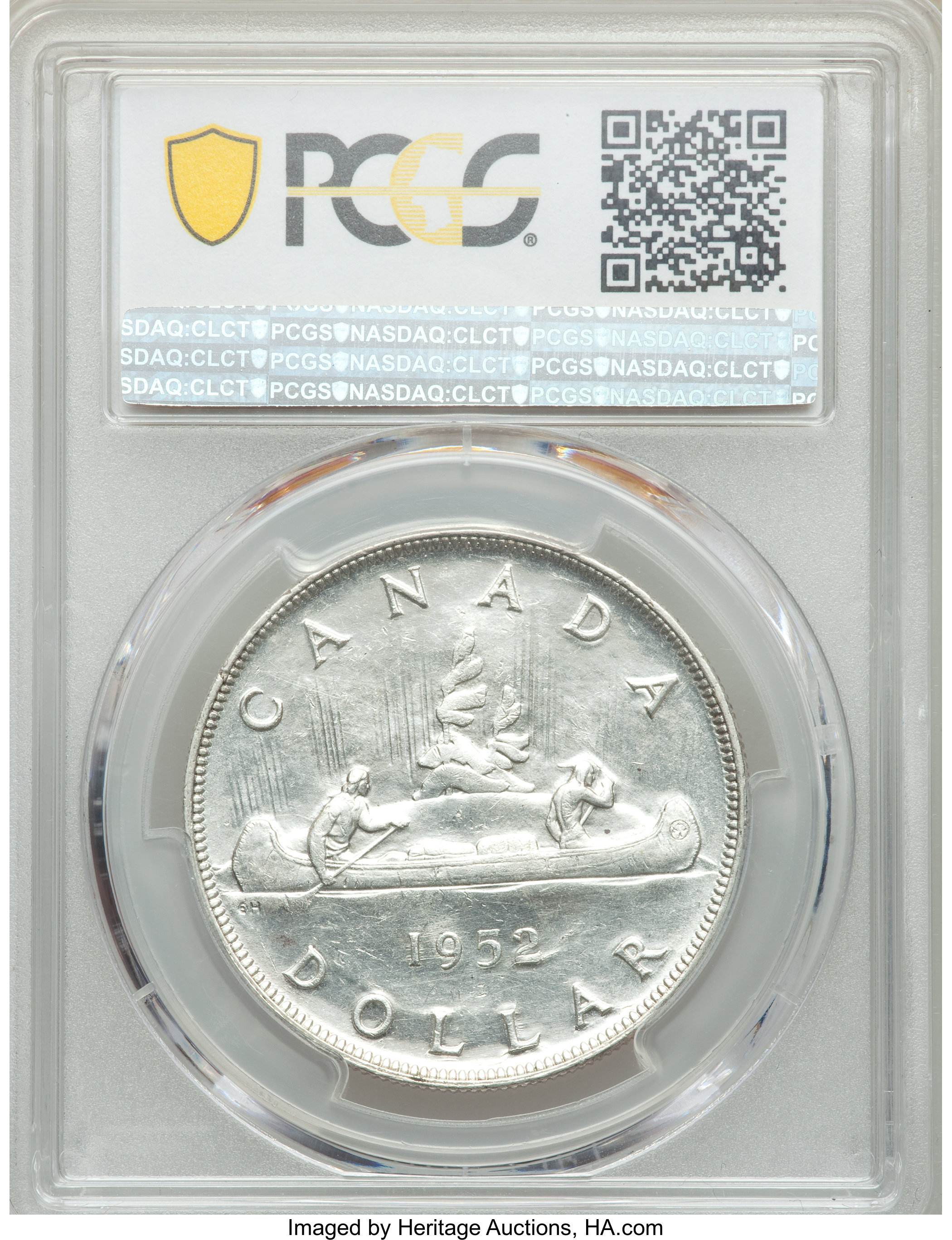 image for: George VI "No Water Lines" Dollar 1952 MS62 PCGS