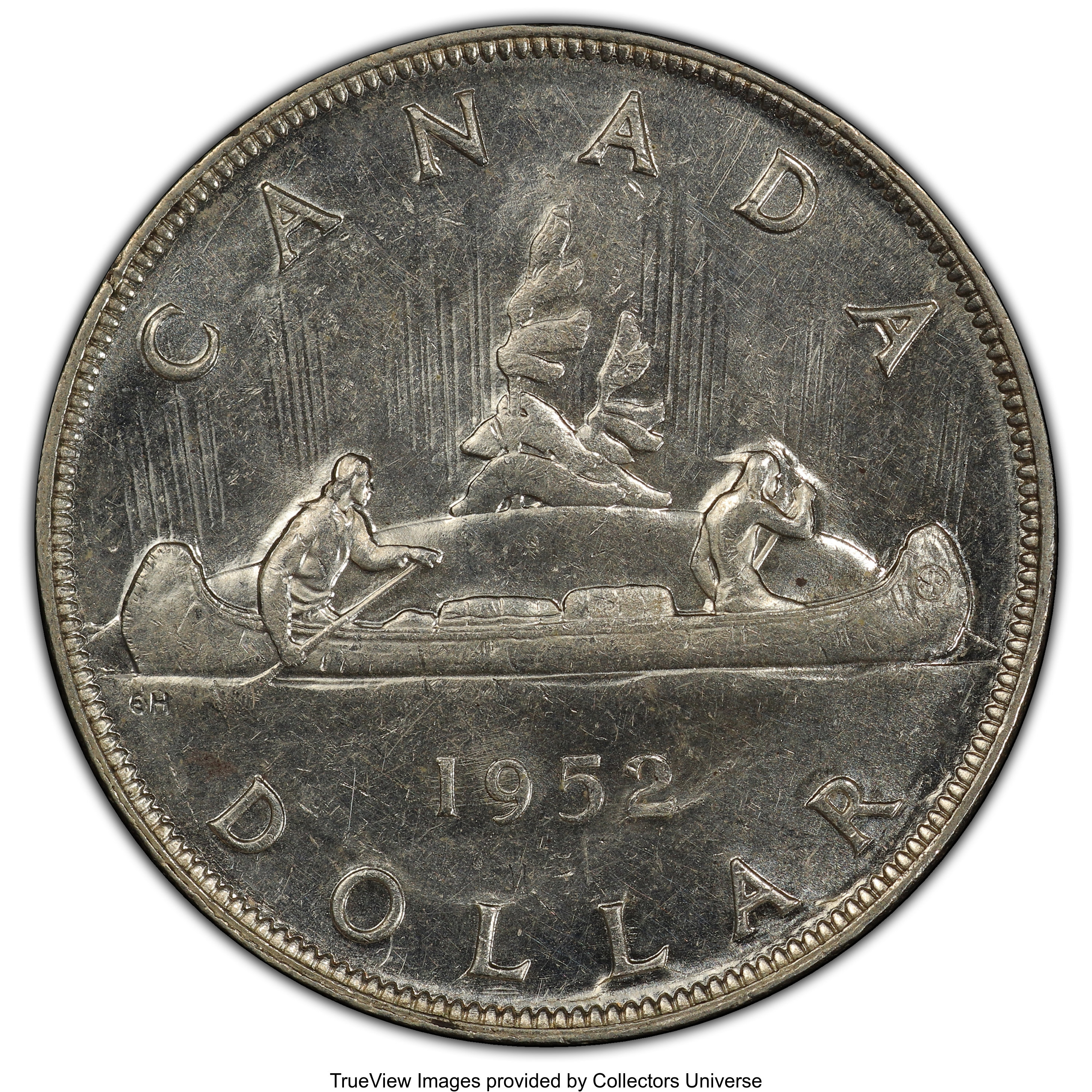 image for: George VI "No Water Lines" Dollar 1952 MS62 PCGS