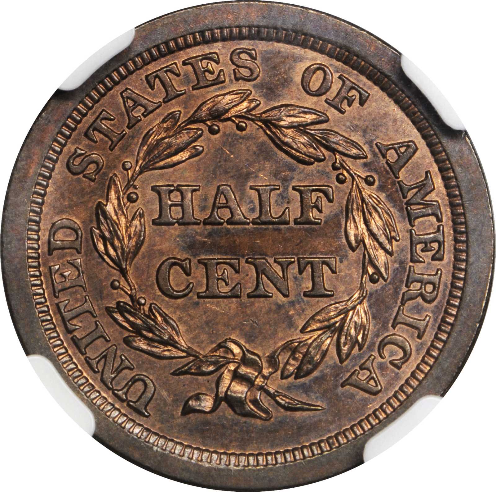 image for: 1841 Braided Hair Half Cent. Original. B-1. Rarity-6. Proof-65 RB (NGC).