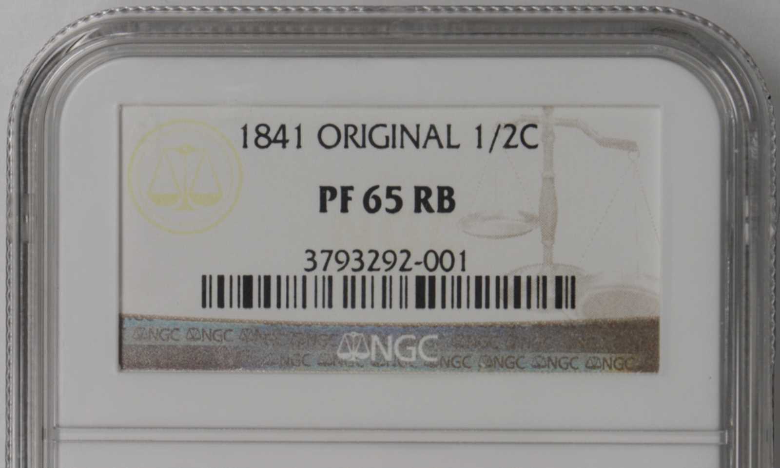 image for: 1841 Braided Hair Half Cent. Original. B-1. Rarity-6. Proof-65 RB (NGC).
